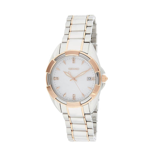 Two Tone Diamond Accent Mother of Pearl Women's Watch