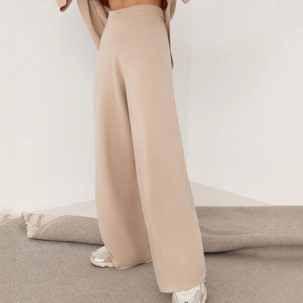 High-neck Asymmetric Knitted Two-Piece Set