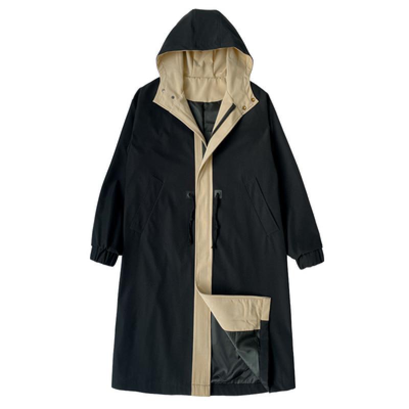 Long Style Hooded Trench Coat