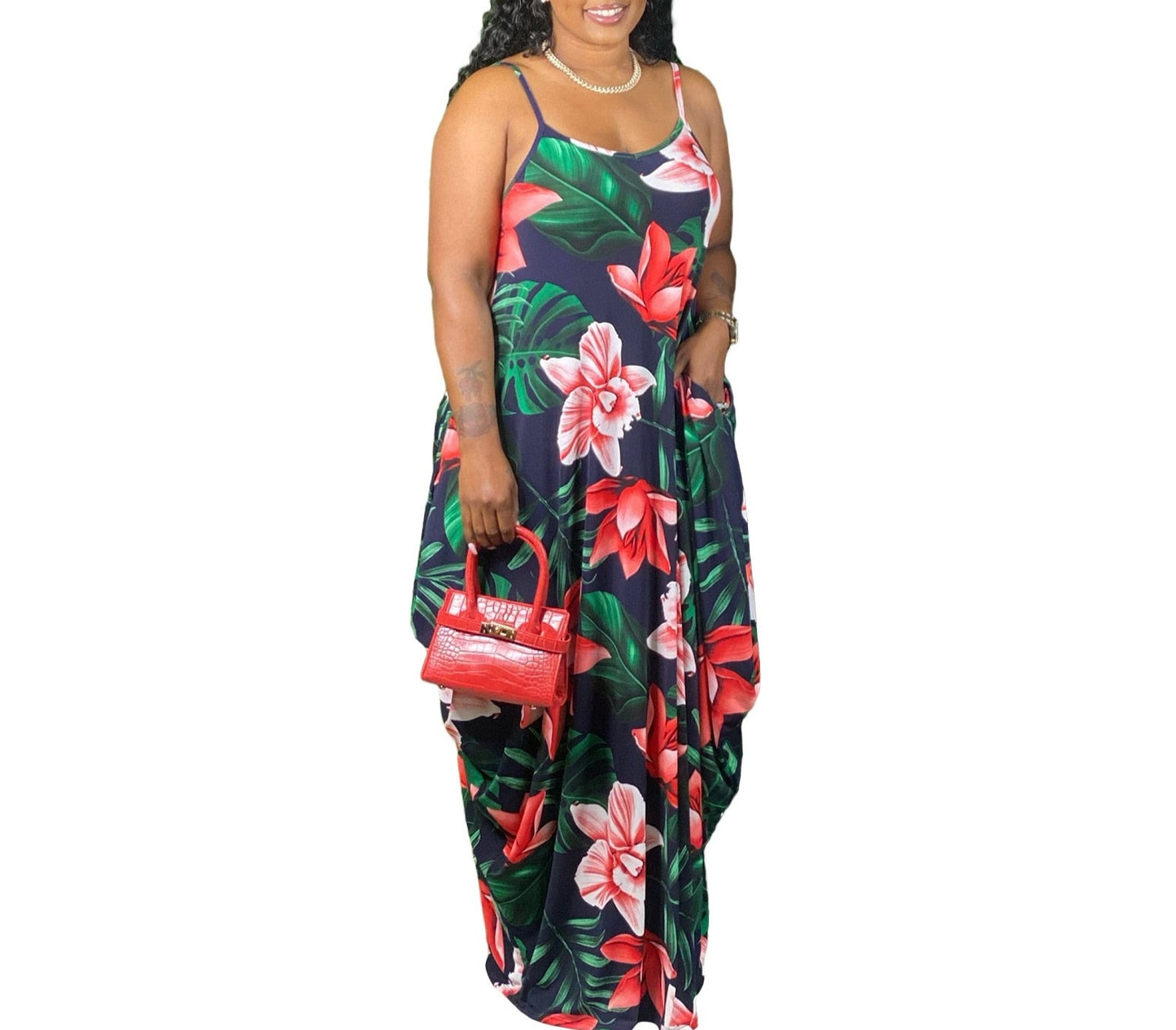 Plus Size Draped Fit  Maxi Dress