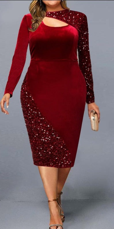 Sequin Holiday Evening Dress