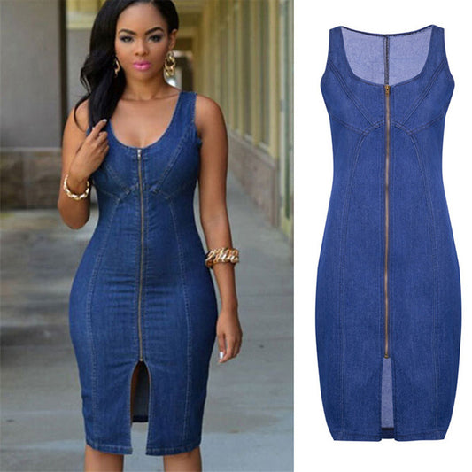 Women's Sleeveless Denim Dress