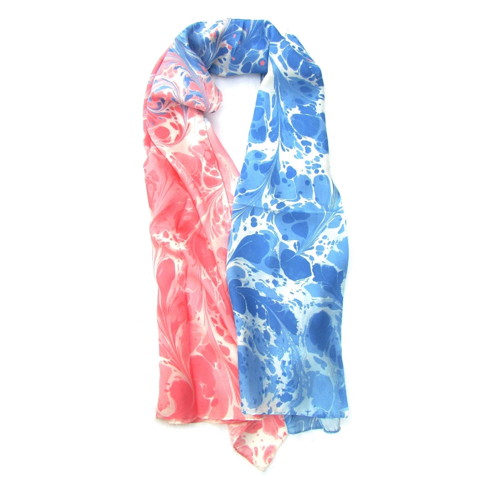 Watermarbling Hand Dyed 100% Silk Scarf