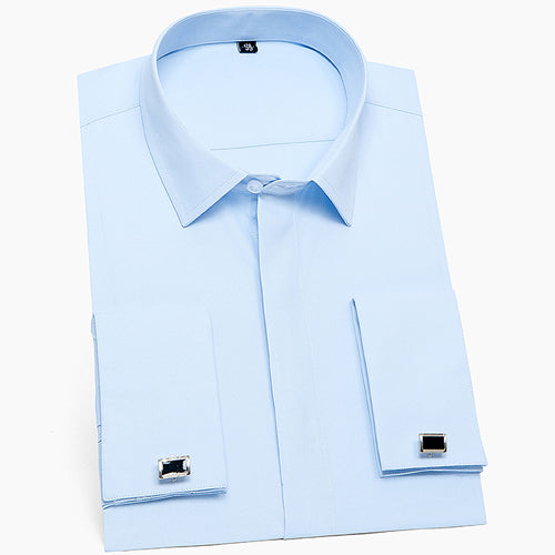 Men's Classic Solid Dress Shirt with French Cuffs