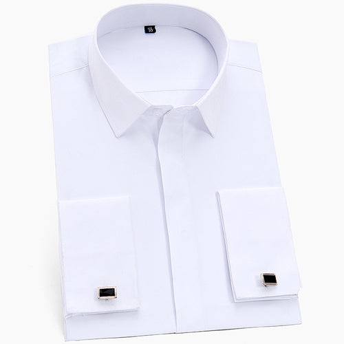 Men's Classic Solid Dress Shirt with French Cuffs