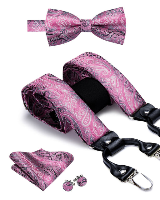 Men's Silk Tie and Suspenders Set