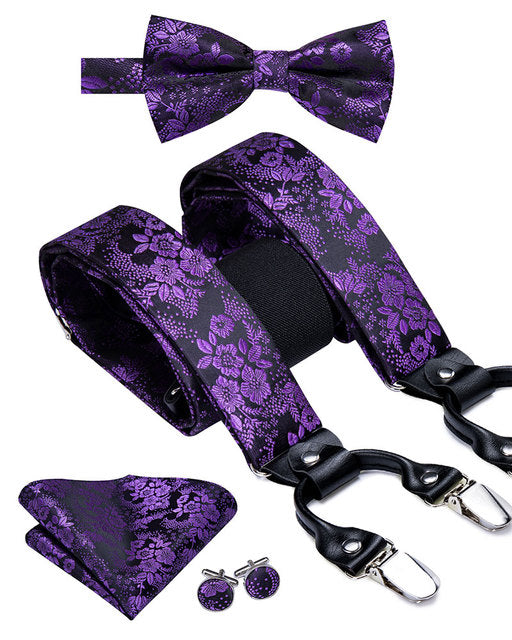 Men's Silk Tie and Suspenders Set