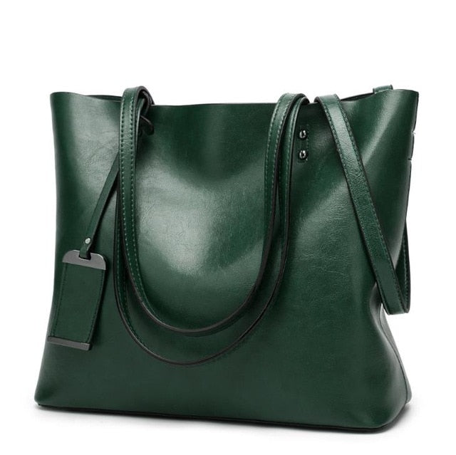 Double Strap Vegan Leather Bucket Bag