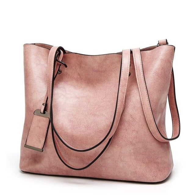 Double Strap Vegan Leather Bucket Bag