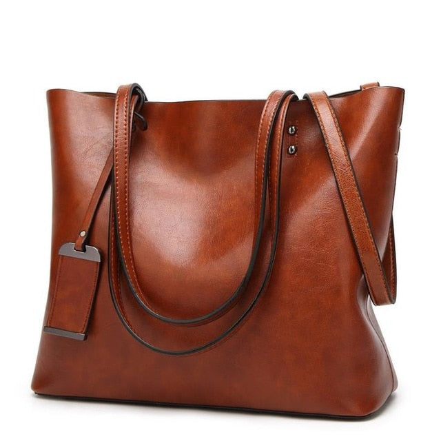 Double Strap Vegan Leather Bucket Bag