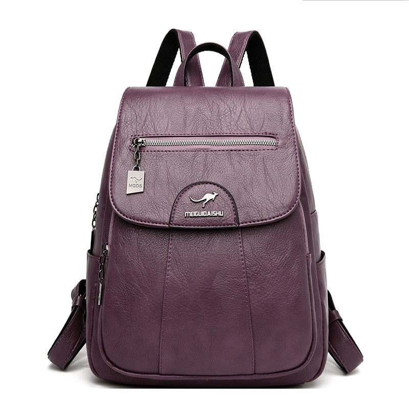 Vintage Soft Leather Casual Backpack