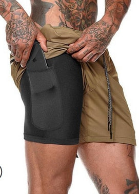 Men 2 in 1 Athletic Shorts