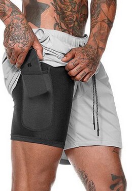 Men 2 in 1 Athletic Shorts