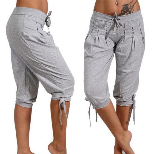 Ladies Pleated Drawstring Capri Pants