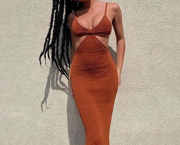 Spaghetti Strap Sexy Backless Maxi Dress