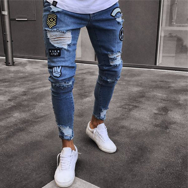 Men's Stretchy Distressed Jeans