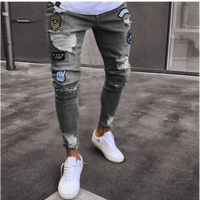 Men's Stretchy Distressed Jeans