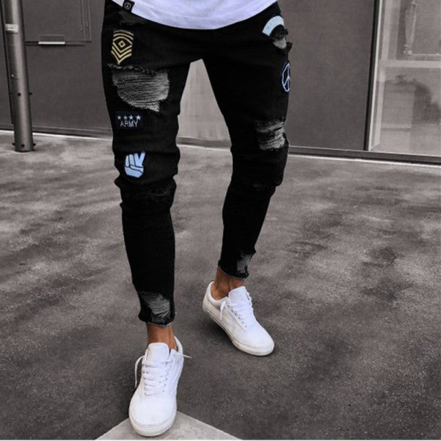 Men's Stretchy Distressed Jeans