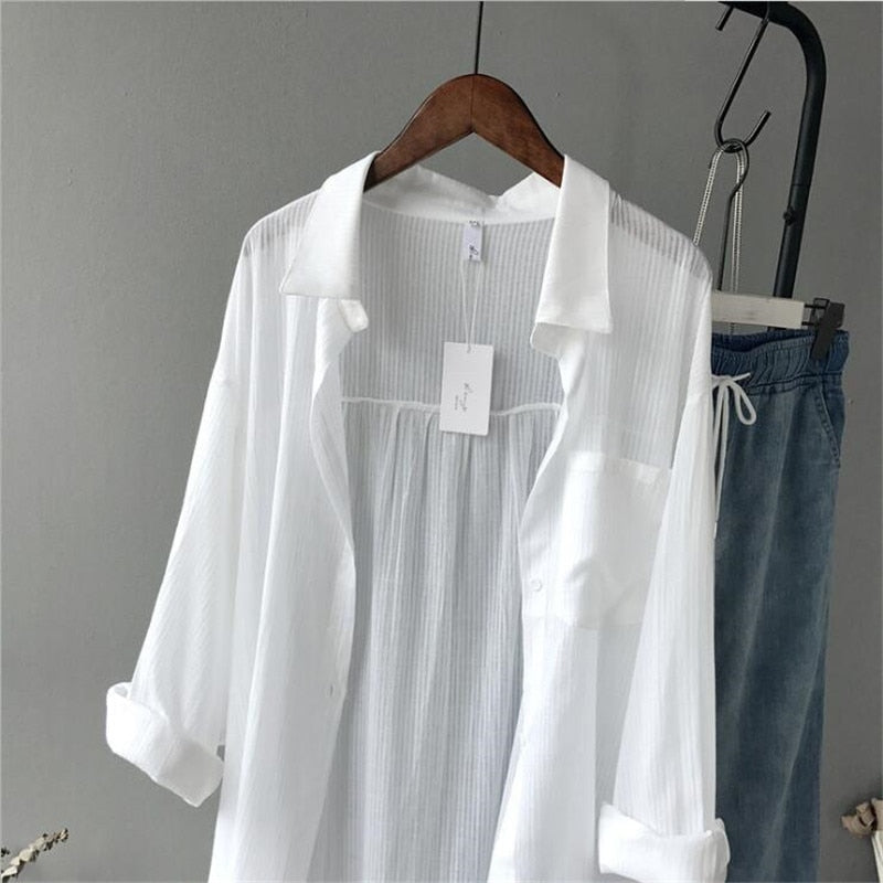 Long Sleeve White Blouse for Women