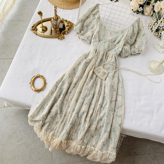 Vintage Chiffon Dress Women