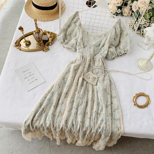 Vintage Chiffon Dress Women