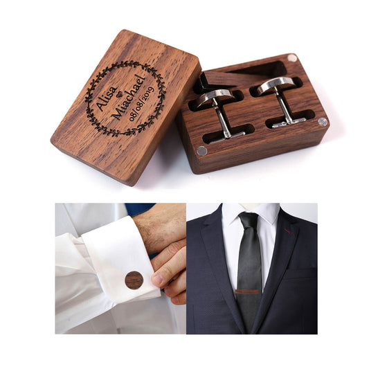 Customized Engraved Letter Wooden Cufflinks