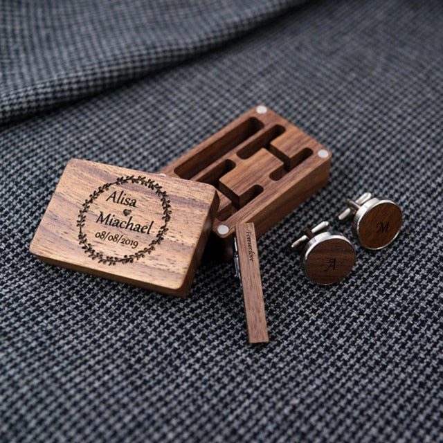 Customized Engraved Letter Wooden Cufflinks