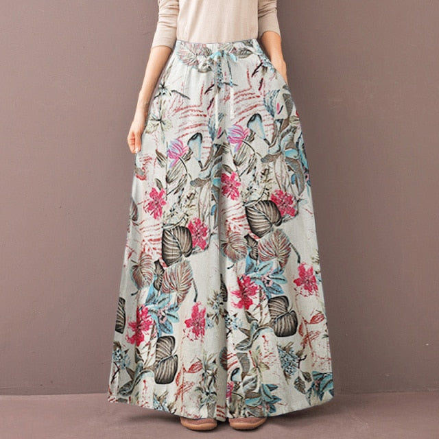 Wide Leg Printed Trousers