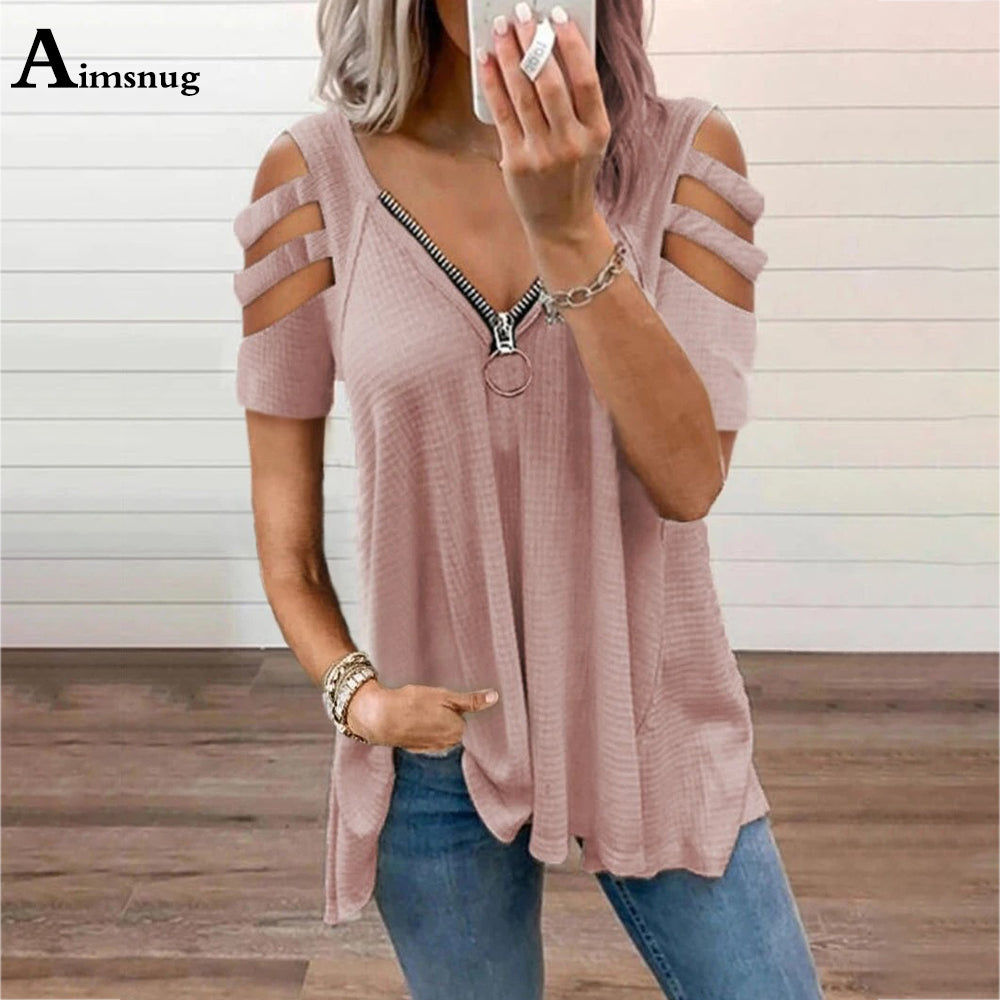 Plus Size Hollow Out Sleeve Tee