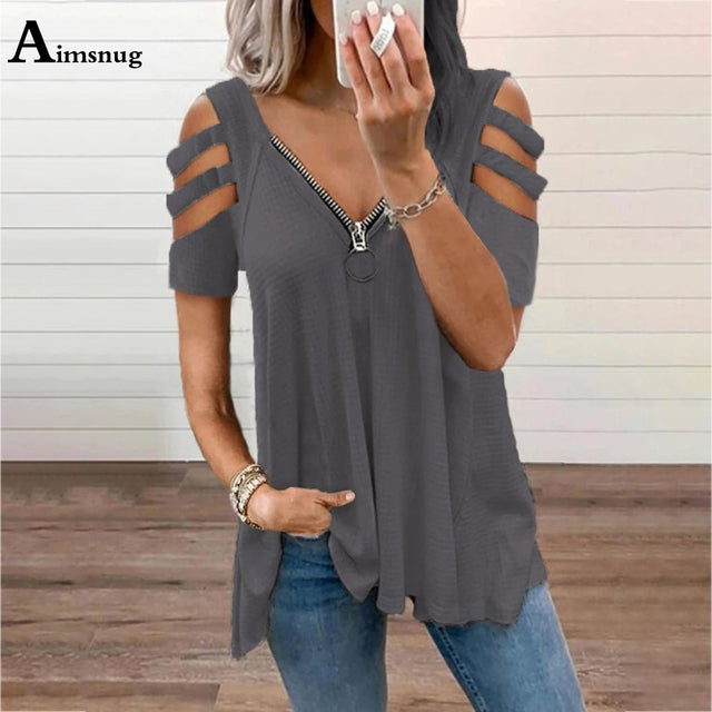 Plus Size Hollow Out Sleeve Tee