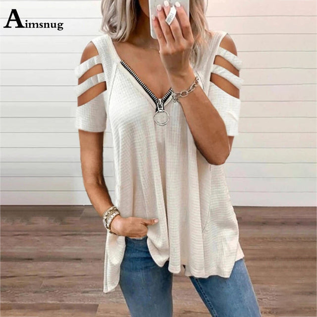 Plus Size Hollow Out Sleeve Tee