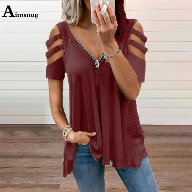 Plus Size Hollow Out Sleeve Tee