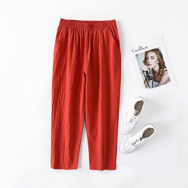 Cotton Linen Pants Large Size