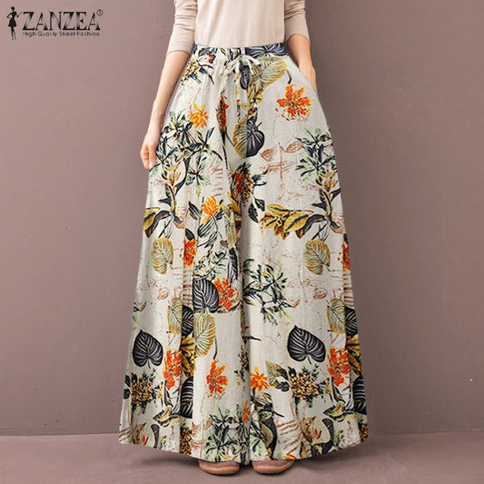 Wide Leg Printed Trousers