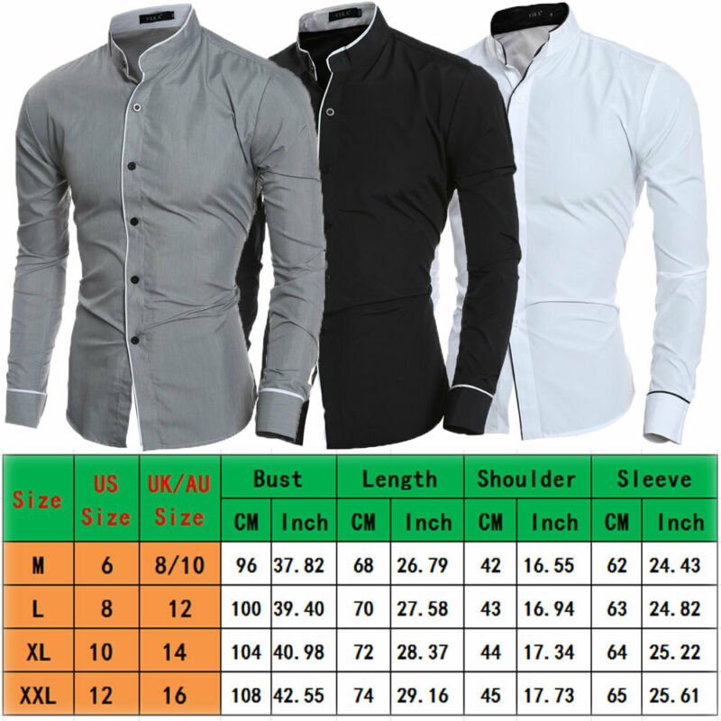 Men Long Sleeve Collarless Shirt