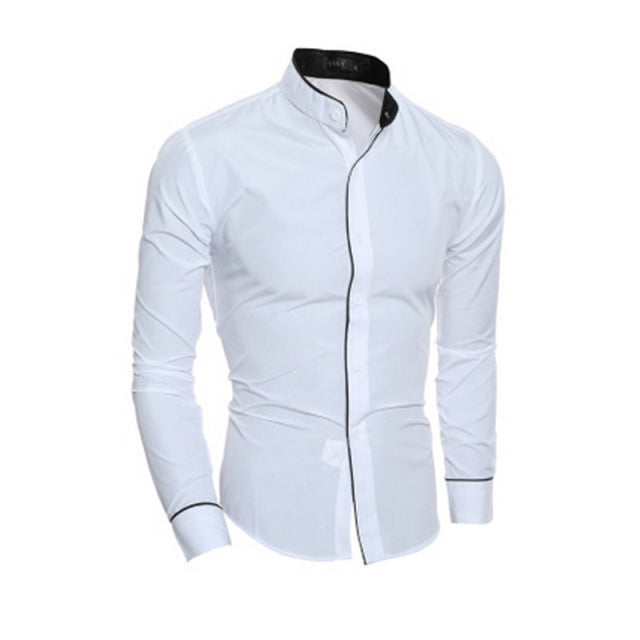 Men Long Sleeve Collarless Shirt