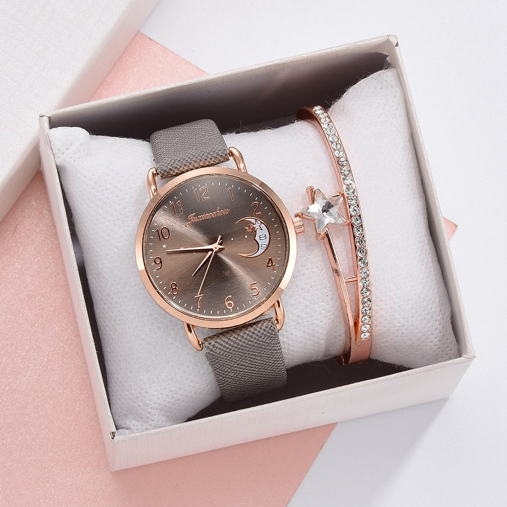 Quartz Crescent Moon Watch and Bangle