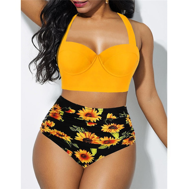 Women's High Waisted Push Up Bikini Set