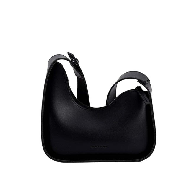 Elegant Wide Strap Shoulder Bag