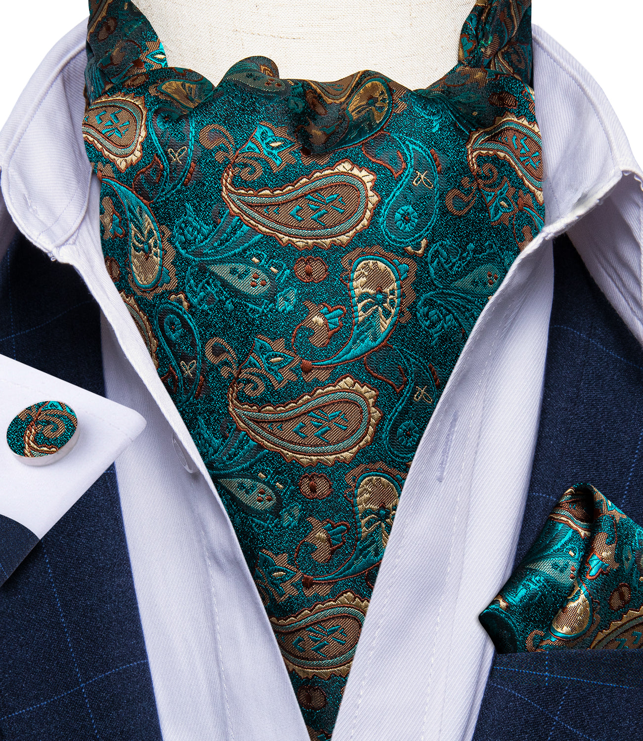 Men's Silk Vest Ascot and Necktie Ring Set