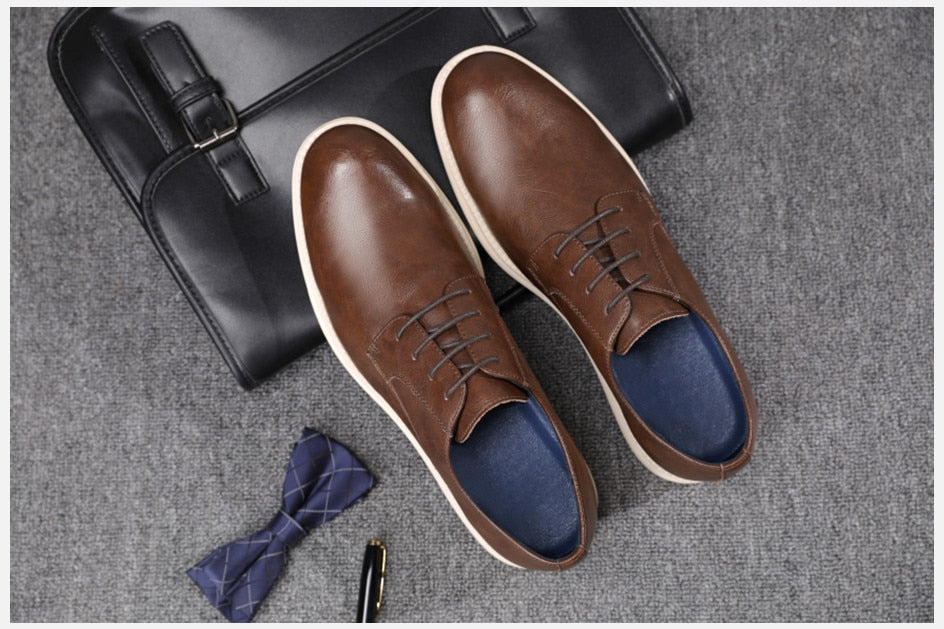 Genuine Leather Men Casual Lace-up Shoe