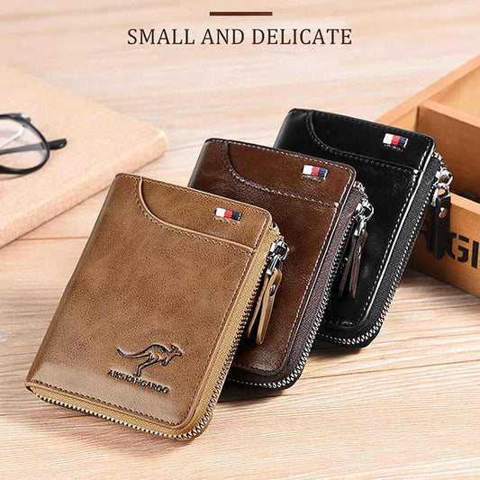 Men's RFID Blocking Wallet with Zipper Multi Credit Card Holder