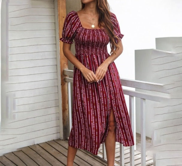 Femme Vintage Short Sleeve Midi Dress