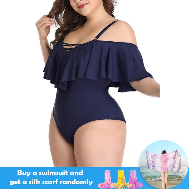 Plus Size Lotus Leaf One Piece Swimwear