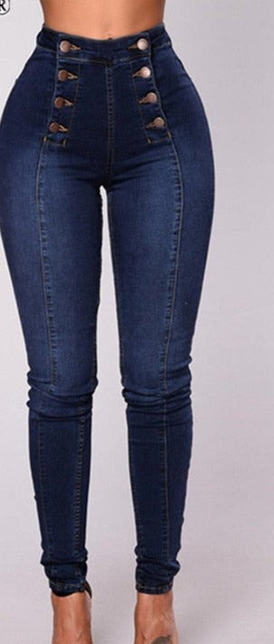 Plus Size Double-Breasted High Waist Jeans