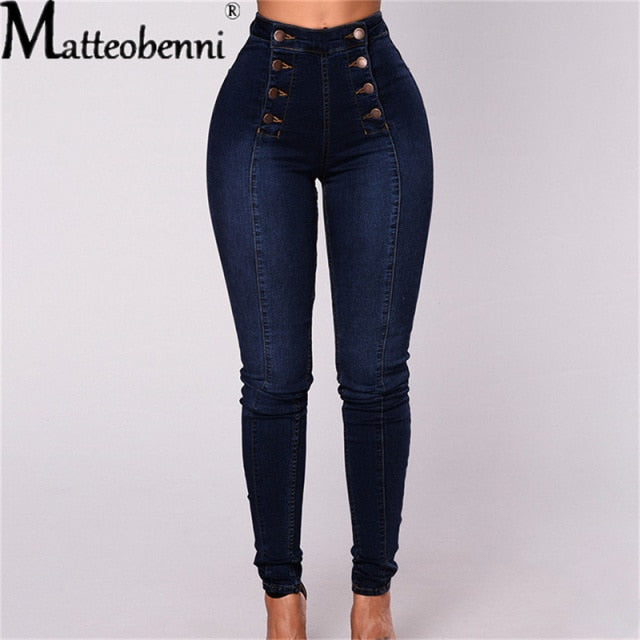 Plus Size Double-Breasted High Waist Jeans