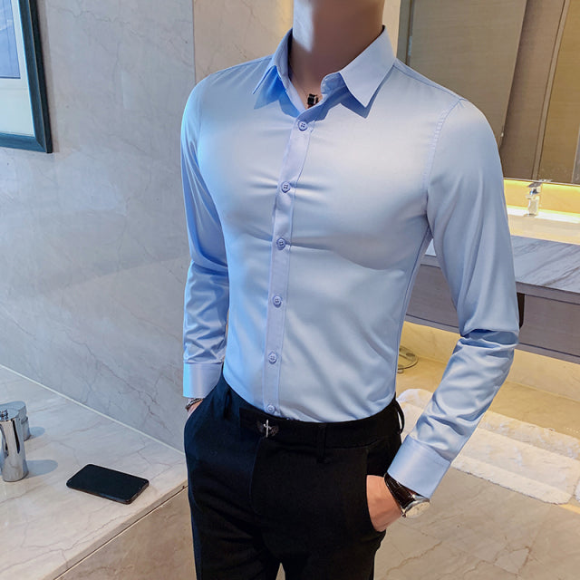 British Style Long Sleeve Dress Shirt for Men