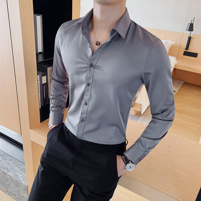 British Style Long Sleeve Dress Shirt for Men