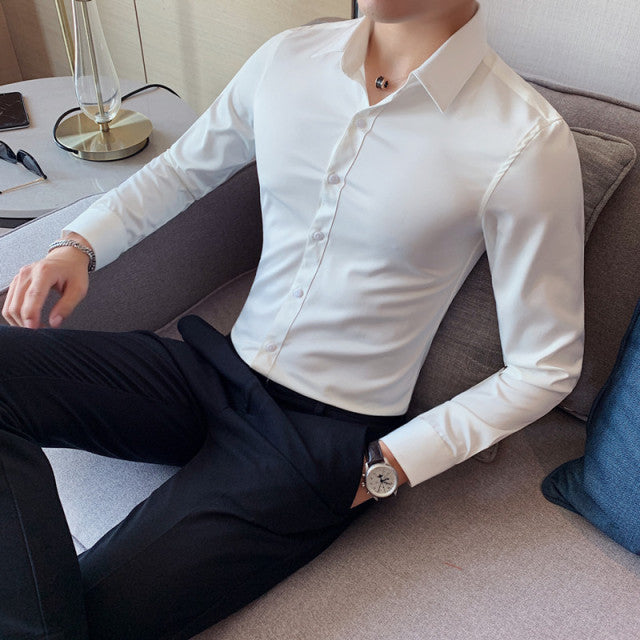 British Style Long Sleeve Dress Shirt for Men