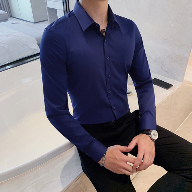 British Style Long Sleeve Dress Shirt for Men